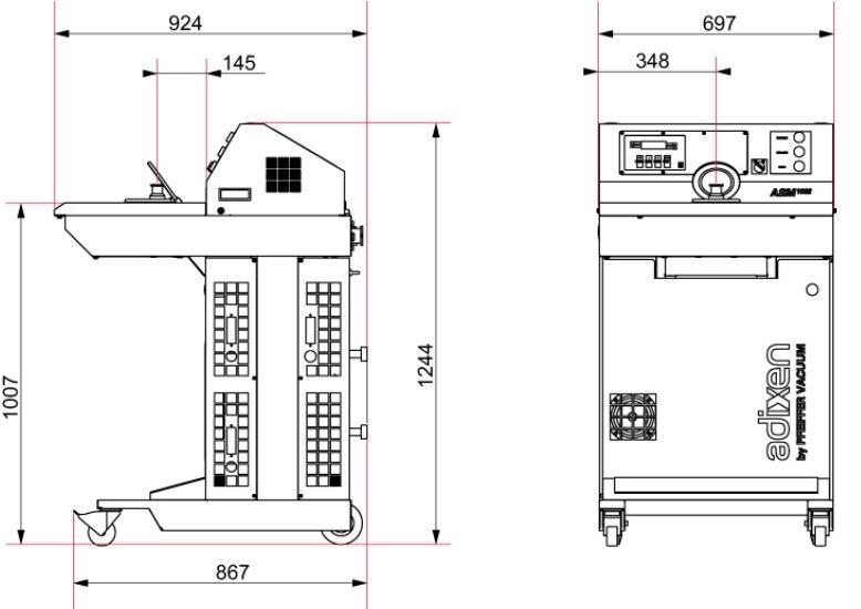 氦质谱检漏工作站 ASM 1002 尺寸图