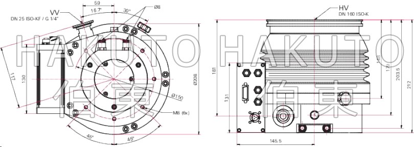 涡轮分子泵 HiPace 700 H 尺寸图