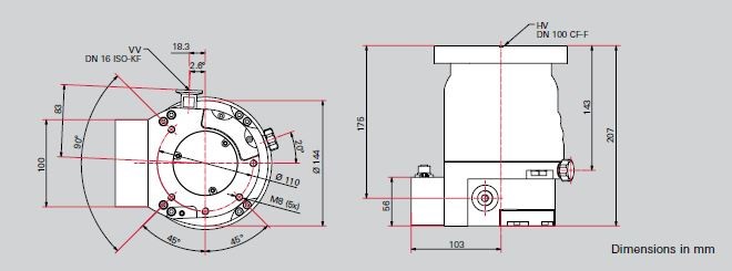 涡轮分子泵尺寸图 Hipace 300 H