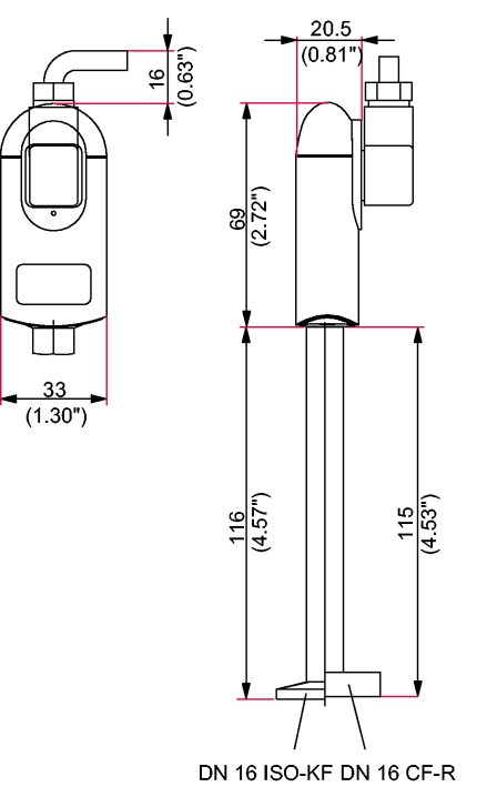 皮拉尼真空计 TPR 280 250° 尺寸图