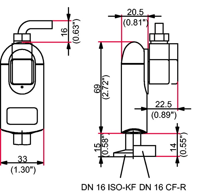 皮拉尼真空计 TPR 280 80 °C 尺寸图